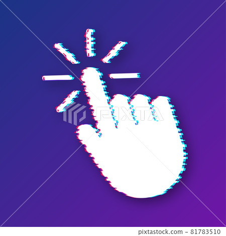 Hand cursor icon click. Glitch style. Vector stock illustration. 81783510