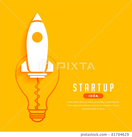 business startup concept with rocket and bulb... - Stock Illustration ...