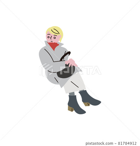 Illustration of a woman sitting and waiting Illustration of a woman sitting and waiting 81784912