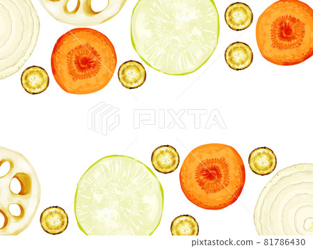 手繪水彩圓根蔬菜長方形框架-頂部和底部 手繪水彩圓根蔬菜長方形框架-頂部和底部 81786430