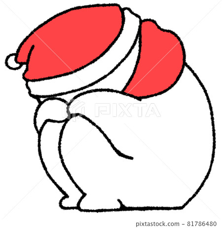 Snowman crouching with his knees 81786480
