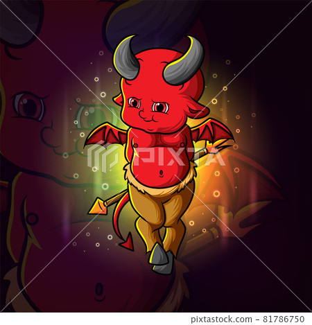 The little baby devil with trident esport logo design The little baby devil with trident esport logo design 81786750