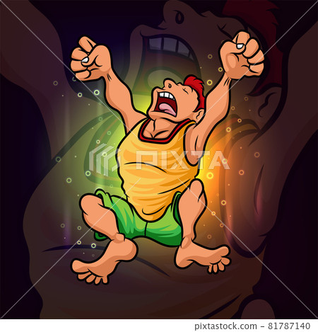 The cool stretching man esport mascot design 81787140