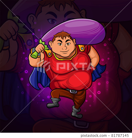 The superhero with the eggplant esport mascot design 81787145