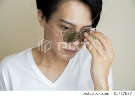 2way sunglasses and male portrait 2way sunglasses and male portrait 81787687