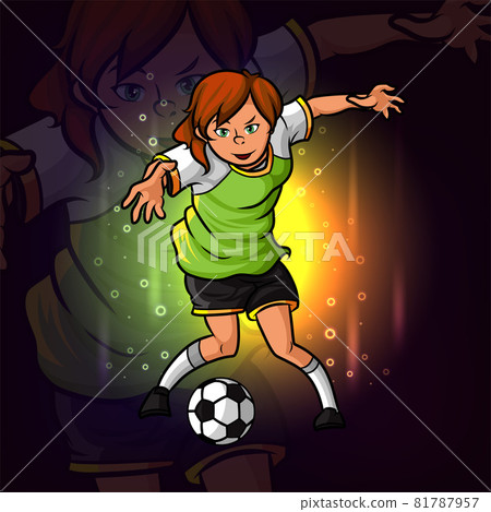 The football girl player esport logo design 81787957