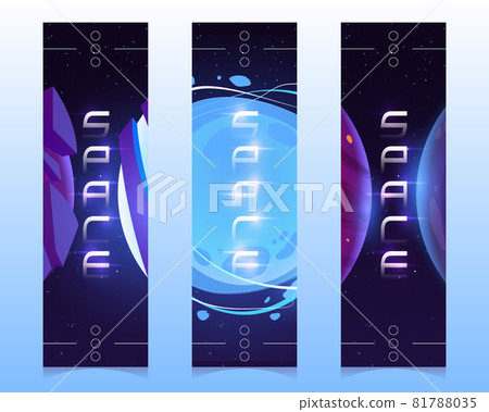 Space bookmarks with alien planets in cosmos 81788035