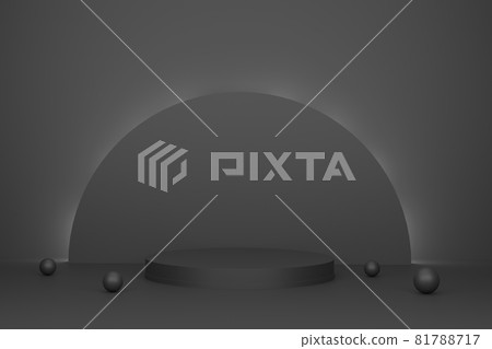 Abstract scene background. Cylinder podium on black background light. Product presentation, mock up, show product, 81788717