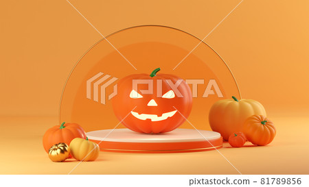3d layout Halloween scene with product podium... - Stock Illustration ...