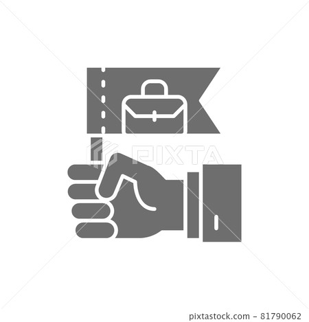 Hand with flag, business leader, leadership grey icon. Hand with flag, business leader, leadership grey icon. 81790062