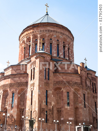 view of armenian cathedral in Moscow city in sunny summer day 81791403