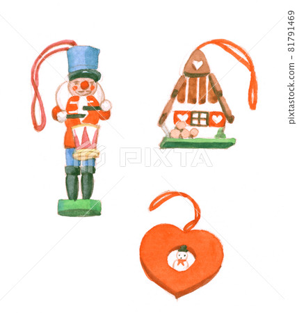 Watercolor: Christmas decorations 81791469