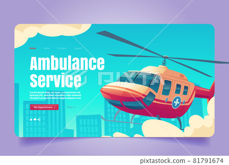 Ambulance service banner with red helicopter Ambulance service banner with red helicopter 81791674