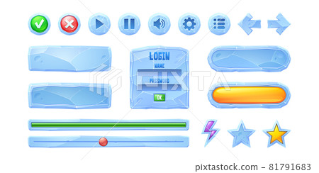 Set progress bars, game buttons of ice texture 81791683
