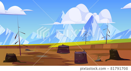 Deforestation, nature disaster, chopping forest 81791708