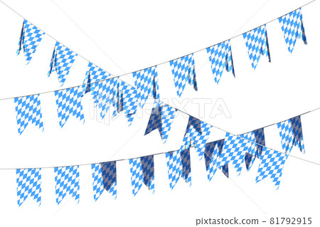 Bavarian party flags garland with checkered pattern isolated Bavarian party flags garland with checkered pattern isolated 81792915
