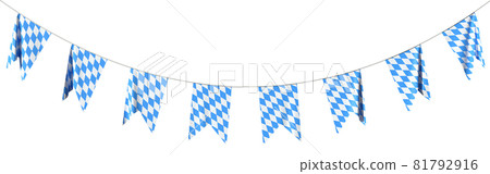 Garland of bavarian party flags with checkered pattern isolated Garland of bavarian party flags with checkered pattern isolated 81792916