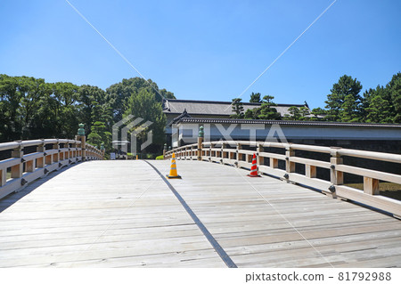 Hirakawa Gate and wooden bridge 81792988