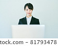 Woman undergoing an online interview at home 81793478