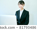 Woman undergoing an online interview at home 81793486