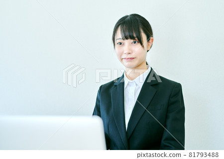 Woman undergoing an online interview at home 81793488