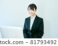 Woman undergoing an online interview at home 81793492