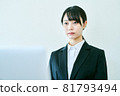 Woman undergoing an online interview at home 81793494