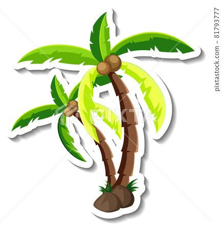Coconut tree cartoon sticker 81793777