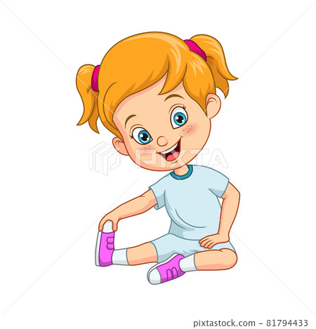 Cartoon cute little girl doing yoga Cartoon cute little girl doing yoga 81794433