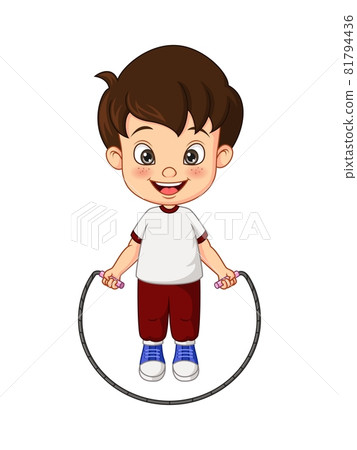 Cartoon little boy skipping rope Cartoon little boy skipping rope 81794436