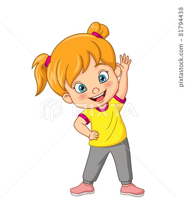 Cartoon cute little girl exercising Cartoon cute little girl exercising 81794438