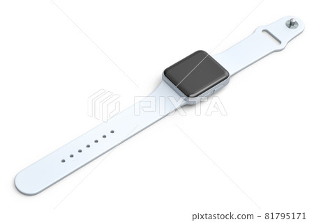 Stainless silver smart watch or fitness tracker isolated on white background. Stainless silver smart watch or fitness tracker isolated on white background. 81795171