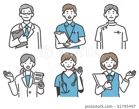 Vector illustration of welfare and medical staff / doctor / pharmacist / upper body / bust up 81795497