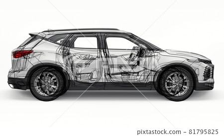 Ultra-modern SUV with a catchy expressive design for young people and families 3d illustration. 81795825