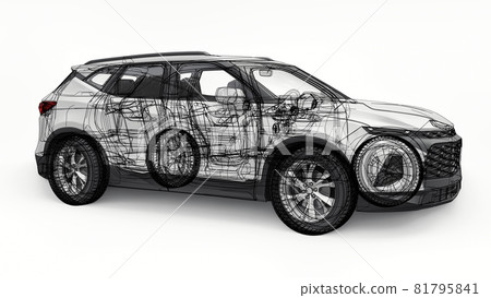 Ultra-modern SUV with a catchy expressive design for young people and families 3d illustration. 81795841