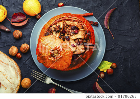 Stuffed pumpkin with dried fruits 81796265