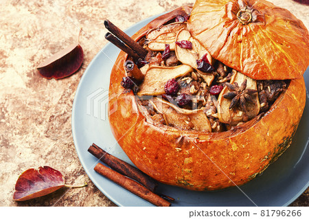 Stuffed pumpkin with dried fruits 81796266