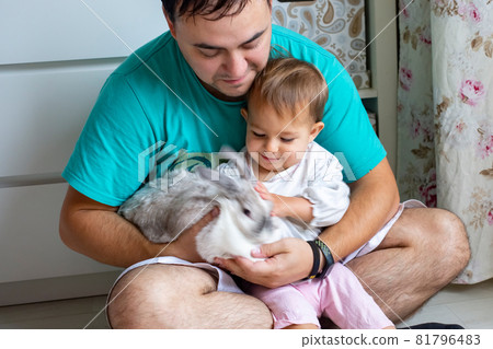 adorable baby plays with a plastic plate at the table. little child indulges in a baby chair after eating adorable baby plays with a plastic plate at the table. little child indulges in a baby chair after eating 81796483