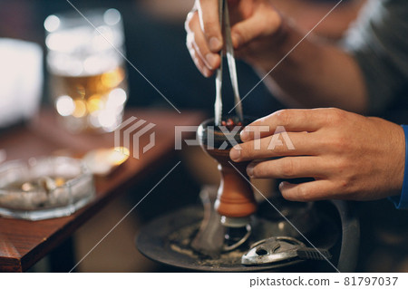 Shisha hookah hot coal and tobacco for smoking and leisure. 81797037