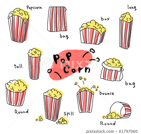 Movie theater popcorn illustration set 81797060