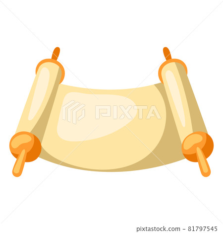 Ilustration of old Torah Scroll. Icon in cartoon style. Ilustration of old Torah Scroll. Icon in cartoon style. 81797545