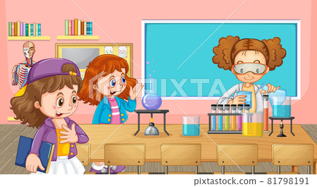 School kids doing chemistry experiment in the classroom School kids doing chemistry experiment in the classroom 81798191