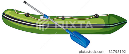 Inflatable boat with oars on white background Inflatable boat with oars on white background 81798192