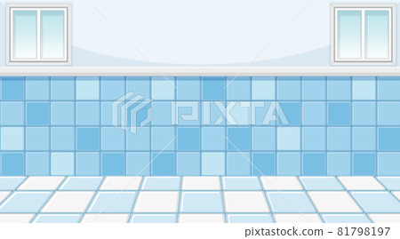 Empty blue room with sky blue tiles floor and wall Empty blue room with sky blue tiles floor and wall 81798197