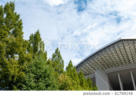 埼玉體育場屋頂和路邊的樹木 埼玉體育場屋頂和路邊的樹木 81799148