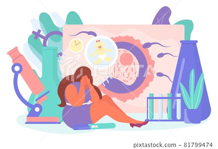 Mental problem infertility woman character cry dream about children, tiny sterility female flat vector illustration, isolated on white. Mental problem infertility woman character cry dream about children, tiny sterility female flat vector illustration, isolated on white. 81799474