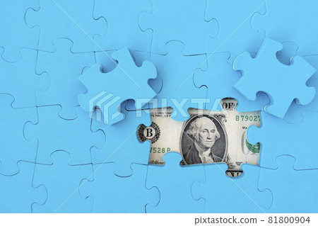 Dollar bill and puzzle pieces 81800904