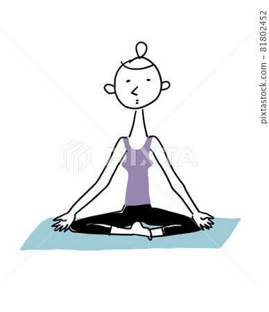 A woman doing yoga poses with a sitting yoga mat 81802452