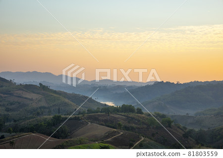 The morning time and view of landscape mountain at khao kho in thailand 81803559