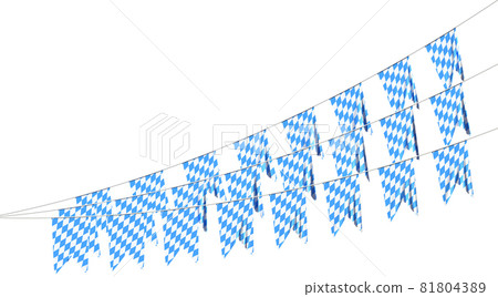 Bavaria party flags garland with checkered pattern isolated on white Bavaria party flags garland with checkered pattern isolated on white 81804389